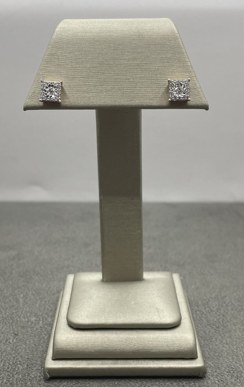 14K Rose Gold Diamond Cluster Square Shaped Earrings (24448)